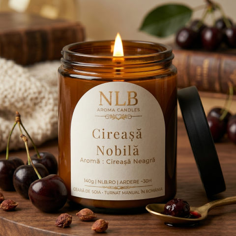 Lumanari Parfumate - Lumânare Parfumată din Ceară de Soia "Cireașă Nobilă" - Cireașă Neagră, 140g