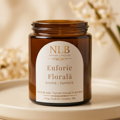 Lumanari Parfumate - Lumânare Parfumată din Ceară de Soia "Euforie Florală" - Zambilă, 140g