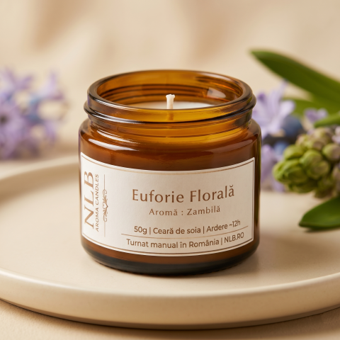 Lumanari Parfumate - Lumânare Parfumată din Ceară de Soia "Euforie Florală" - Zambilă, 50g