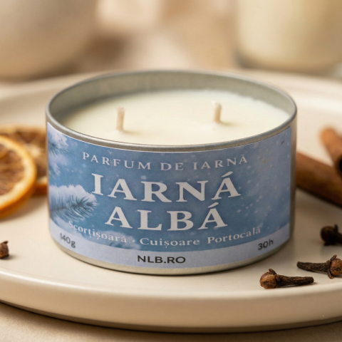 Lumanari Parfumate - Lumânare parfumată din ceară de soia – Iarna Albă – Handmade | 140g