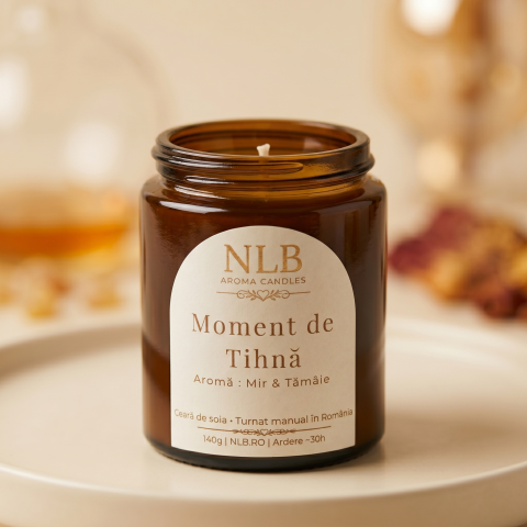 Lumanari Parfumate - Lumânare Parfumată din Ceară de Soia "Moment de Tihnă" - Mir & Tămâie, 140g