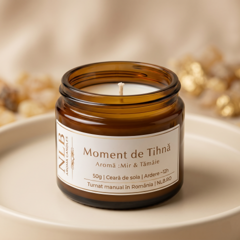 Lumanari Parfumate - Lumânare Parfumată din Ceară de Soia "Moment de Tihnă" - Mir & Tămâie, 50g