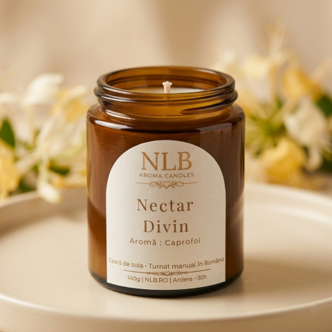 Lumanari Parfumate - Lumânare Parfumată din Ceară de Soia "Nectar Divin" - Caprifoi, 140g