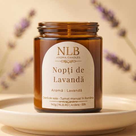 Lumanari Parfumate - Lumânare Parfumată din Ceară de Soia "Nopți de Lavandă" - Lavandă, 140g