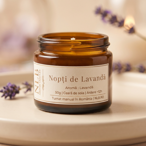 Lumanari Parfumate - Lumânare Parfumată din Ceară de Soia "Nopți de Lavandă" - Lavandă, 50g