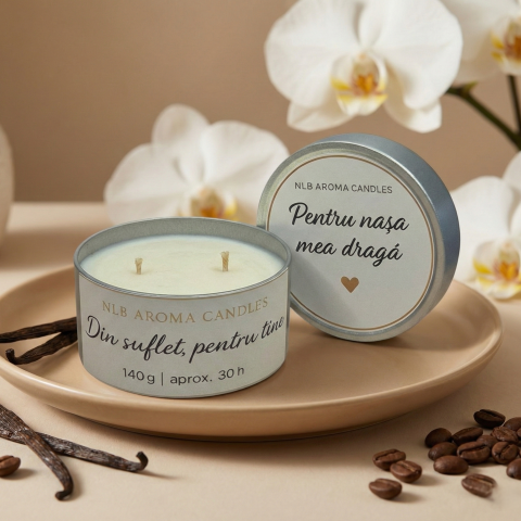 Lumanari Parfumate - Lumânare parfumată din ceară de soia – Pentru nașa mea dragă 140g