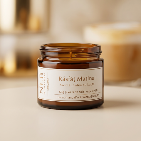 Lumanari Parfumate - Lumânare Parfumată din Ceară de Soia "Răsfăț Matinal" - Cafea cu Lapte, 50g