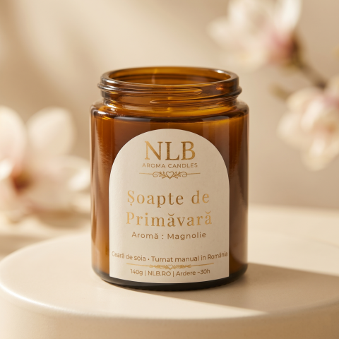 Lumanari Parfumate - Lumânare Parfumată din Ceară de Soia "Șoapte de Primăvară" - Magnolie, 140g