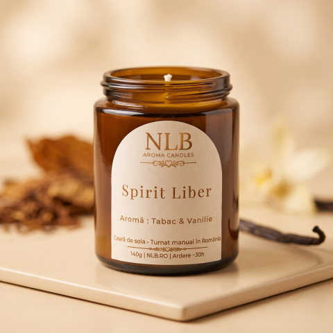 Lumanari Parfumate - Lumânare Parfumată din Ceară de Soia "Spirit Liber" - Tabac & Vanilie, 140g
