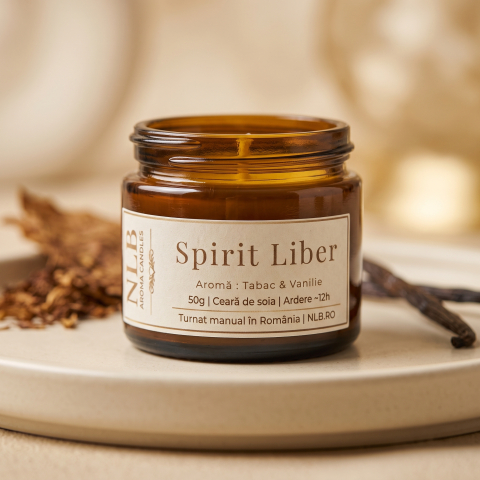 Lumanari Parfumate - Lumânare Parfumată din Ceară de Soia "Spirit Liber" - Tabac & Vanilie, 50g