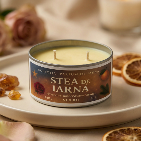 Lumanari Parfumate - Lumânare parfumată din ceară de soia – Stea de Iarnă – Handmade | 140g