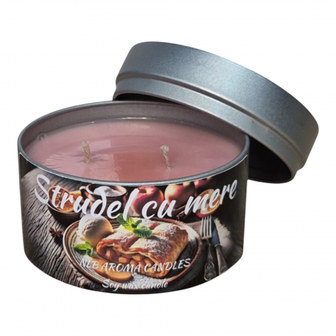 Lumanari Parfumate Handmade - Lumanare parfumata din ceara de soia, Strudel cu Mere, Handmade, 140g