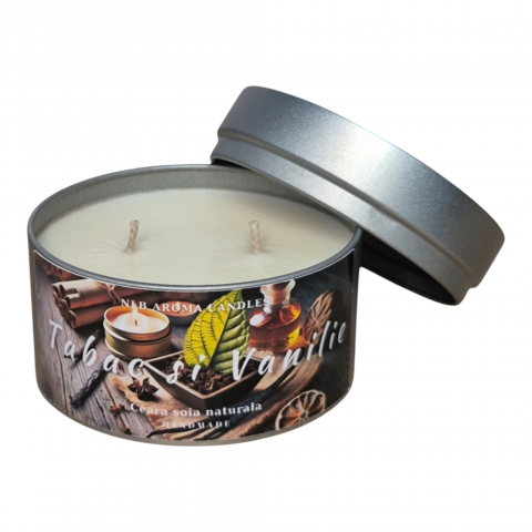 Lumanari Parfumate Handmade - Lumanare parfumata din ceara de soia, Tabac si Vanilie, Handmade, 140g