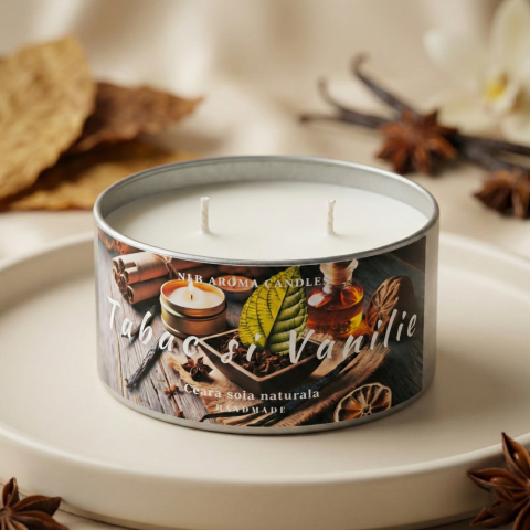 Lumanari Parfumate - Lumanare parfumata din ceara de soia, Tabac si Vanilie, Handmade, 140g