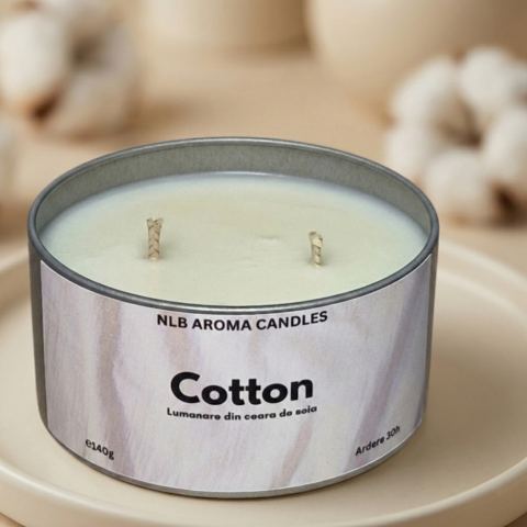 Cadouri pentru Ziua Îndrăgostiților - Lumânare parfumată Fresh Cotton – Handmade, Ceară de Soia, 140g
