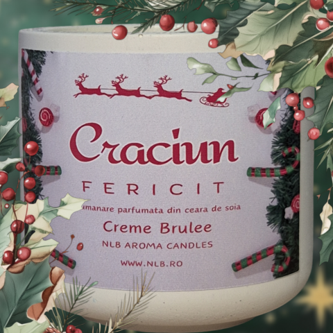 Lumânare parfumată handmade din ceară de soia Creme Brulee, aromă dulce Craciun 130g [3]