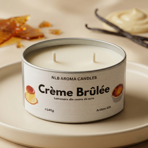 Lumanari Parfumate - Lumânare parfumată handmade din ceară de soia – Creme Brullee 140g