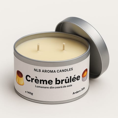 Lumanari Parfumate Handmade - Lumânare parfumată handmade din ceară de soia – Creme Brullee 140g