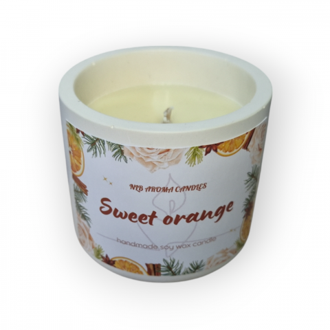 Lumanari Parfumate Handmade - Lumânare parfumată handmade din ceară de soia Portocală, prospețime festivă de sărbători 130 g
