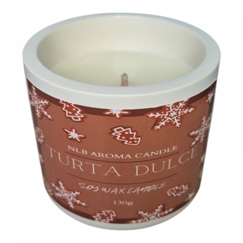 Lumanari Parfumate Handmade - Lumânare parfumată handmade din ceară de soia Turtă Dulce, aroma clasică a Crăciunului 130 g