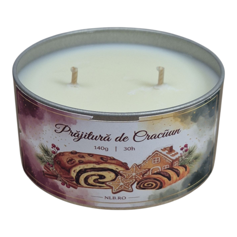 Lumânare parfumată handmade din ceară de soia – Prăjitură de Crăciun 140g [2]