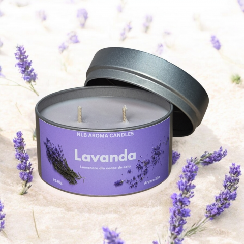 Lumânare parfumată – Lavandă, Handmade, Ceară de Soia, 140g [2]