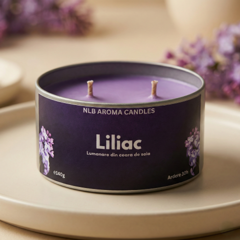 Toate produsele - Lumânare parfumată Liliac – Handmade, Ceară de Soia, 140g