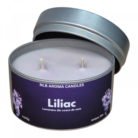 Lumanari Parfumate Handmade - Lumânare parfumată Liliac – Handmade, Ceară de Soia, 140g