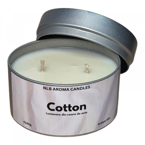 Cadouri pentru Ziua Îndrăgostiților - Lumânare parfumată Fresh Cotton – Handmade, Ceară de Soia, 140g