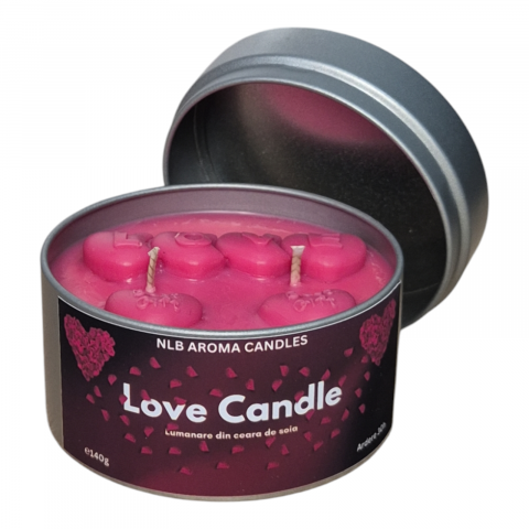 Lumanari Parfumate Handmade - Lumânare parfumată Love Candle – Velvet Rose & Oud, Handmade, Ceară de Soia, 140g