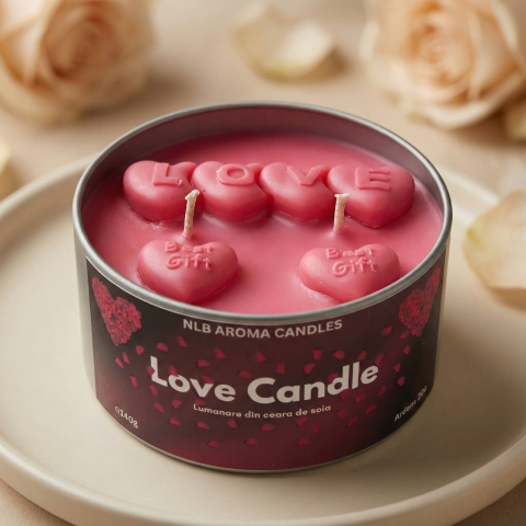 Toate produsele - Lumânare parfumată Love Candle – Velvet Rose & Oud, Handmade, Ceară de Soia, 140g