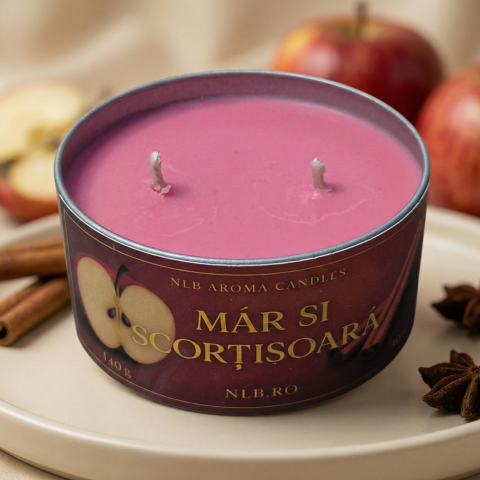 Lumanari Parfumate - Lumânare parfumată măr și scorțișoară – ceară de soia handmade – 140g