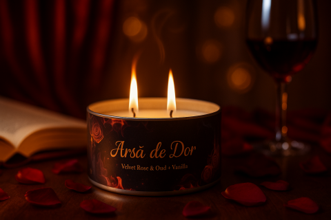 Lumânare parfumată premium 140g din ceară de soia – Arsă de Dor | NLB Intense [1]