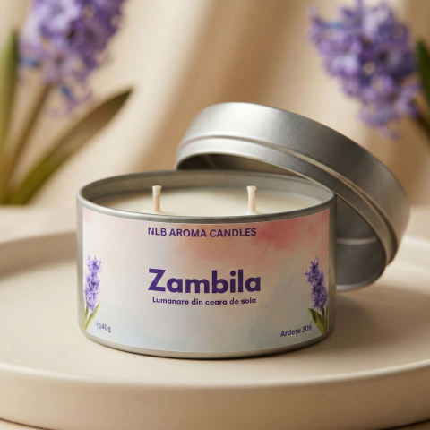 Toate produsele - Lumânare parfumată – Zambilă, Handmade, Ceară de Soia, 140g