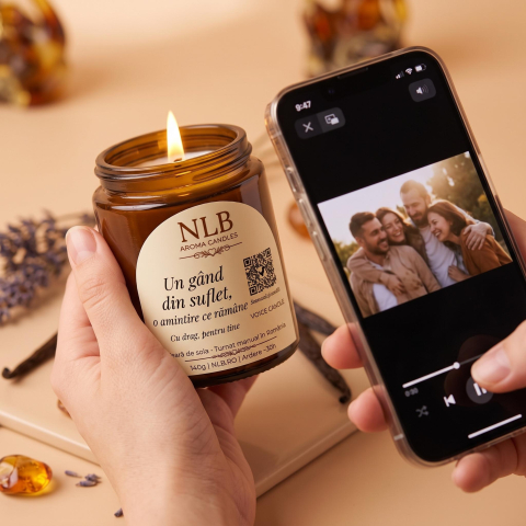 Lumanari Parfumate - Lumânare personalizată cu mesaj audio – ceară de soia handmade NLB 140 g
