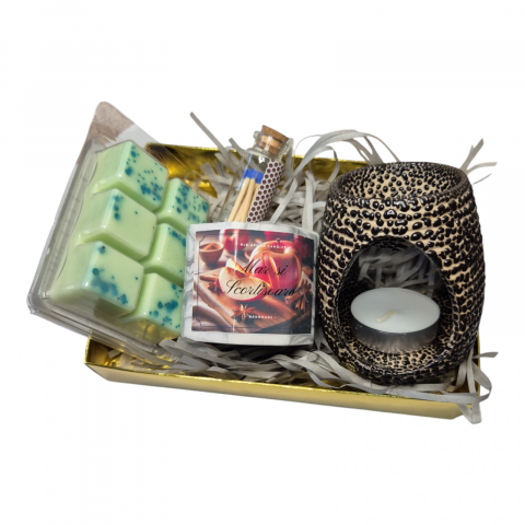 Cadouri - Set Cadou Aromaterapie – Ceară Parfumată Scorțișoară Fierbinte, Lumanare Mar & Scorțișoară, Vas Aromaterapie și Accesorii