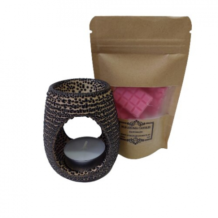 Vase Ceramica - Set ceara parfumata din soia, wax melts, 30g, aromaterapie, vas ceramic, lumanare neparfumata, negru