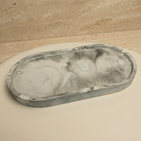 Toate Produsele - Suport lumanare, ceramic, handmade, oval, 16 cm, alb, negru.