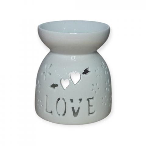Aromatizoare - Vas Aromaterapie Alb lucios 10 cm LOVE