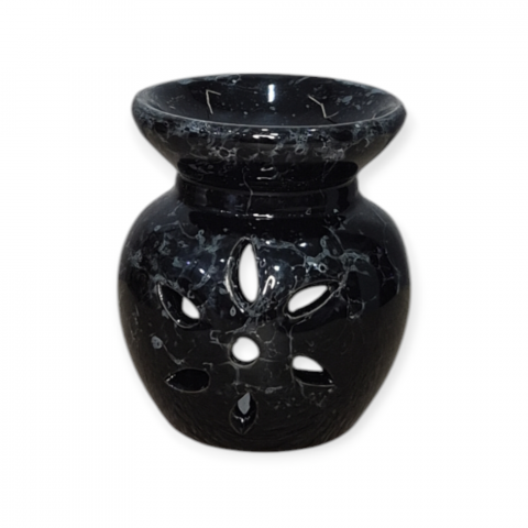 Aromatizoare - Vas Ceramic Aromaterapie Negru Lucios 8 cm