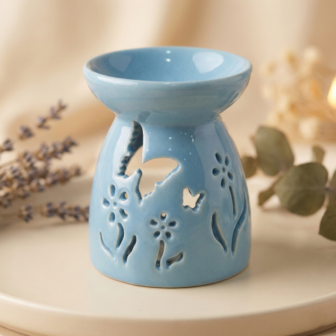 Aromatizoare - Vas ceramic pentru aromaterapie Primavara - 10 cm Albastru
