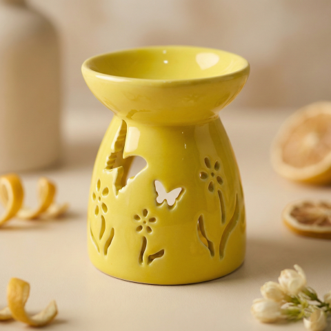 Aromatizoare - Vas ceramic pentru aromaterapie Primavara - 10 cm Galben