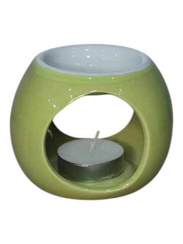 Aromatizoare - Vas ceramic rotund pentru aromaterapie - 8 cm, verde