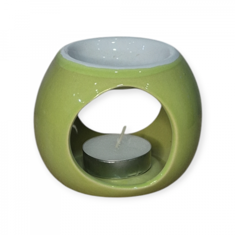 Vas ceramic rotund pentru aromaterapie - 8 cm, verde [1]