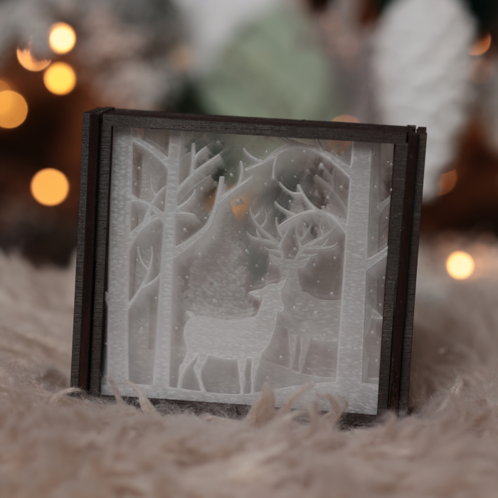 Decorațiune  plexiglas – cerbi în pădure | Decor Crăciun premium | NoDa Store [2]