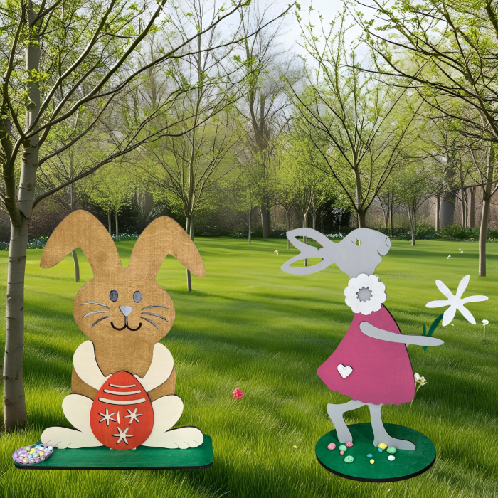 Iepurași decorativi din lemn – Figurine decorative pentru Paste [2]