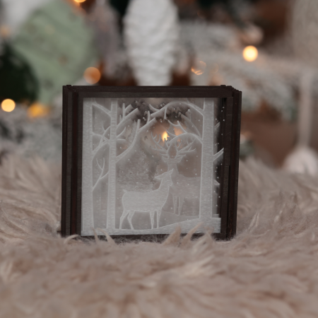 Sărbători - Decorațiune  plexiglas – cerbi în pădure | Decor Crăciun premium | NoDa Store