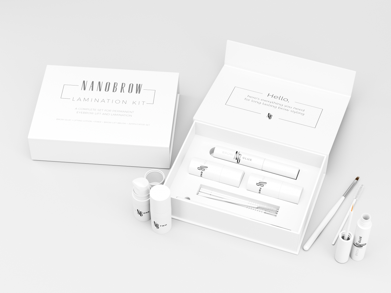 Nanobrow Lamination Kit Professzionális készlet szemöldök felvarráshoz és lamináláshoz [2]