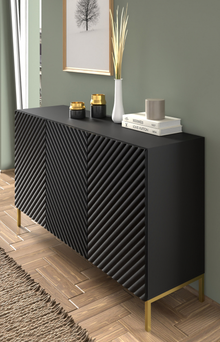 Comoda Surf Black: Eleganță și funcționalitate în dimensiuni generoase 150 x 42 x 87 cm - Copie [3]
