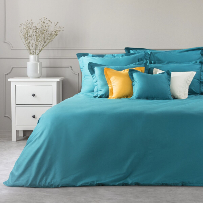 Cuvertura de pat din bumbac cu sclipire satinată, Nova de culoare Turquoise [1]